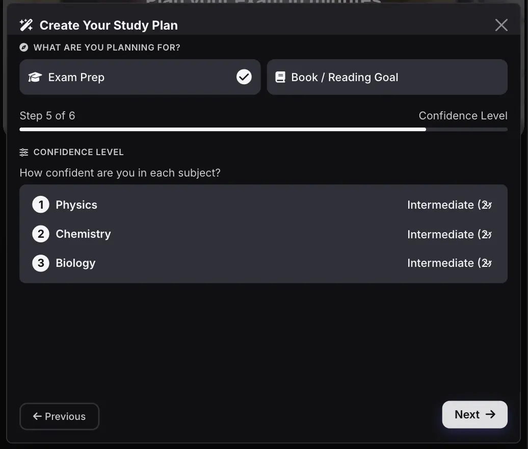 Create waec timetable with osioplan, step 6, select your confidence level